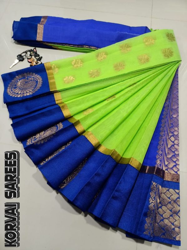 Kottanchi Silk Cotton Saree for Women – Lightweight Butta Design with Contrast Blouse & Grand Border-0018