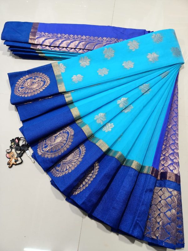 Kottanchi Silk Cotton Saree for Women – Lightweight Butta Design with Contrast Blouse & Grand Border-0016