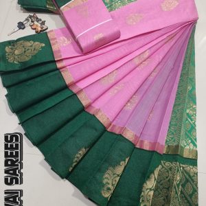 Kottanchi Silk Cotton Saree for Women – Lightweight Butta Design with Contrast Blouse & Grand Border-0020