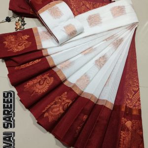 Kottanchi Silk Cotton Saree for Women – Lightweight Butta Design with Contrast Blouse & Grand Border-0021