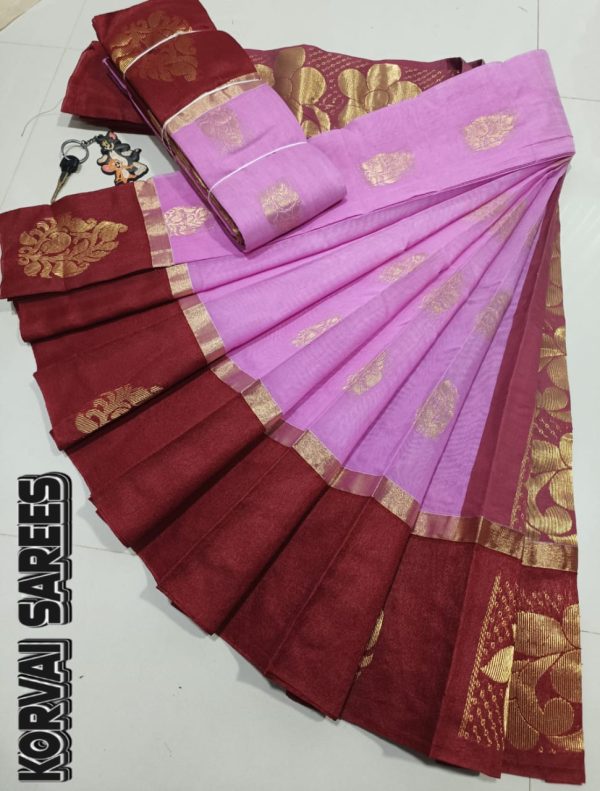 Kottanchi Silk Cotton Saree for Women – Lightweight Butta Design with Contrast Blouse & Grand Border-0022