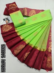 Kottanchi Silk Cotton Saree for Women – Lightweight Butta Design with Contrast Blouse & Grand Border-0011