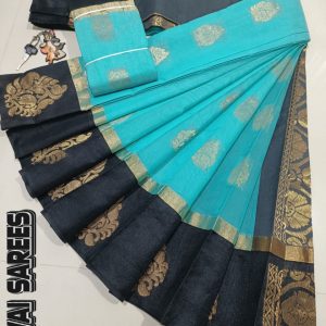 Kottanchi Silk Cotton Saree for Women – Lightweight Butta Design with Contrast Blouse & Grand Border-0023