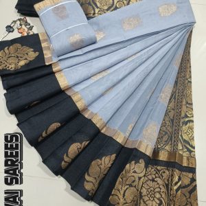 Kottanchi Silk Cotton Saree for Women – Lightweight Butta Design with Contrast Blouse & Grand Border-0026
