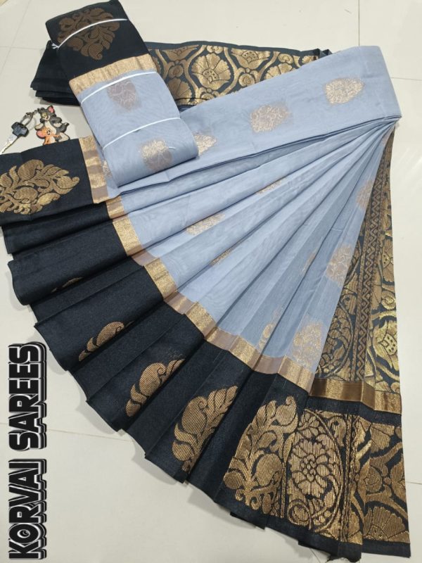 Kottanchi Silk Cotton Saree for Women – Lightweight Butta Design with Contrast Blouse & Grand Border-0026
