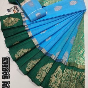 Kottanchi Silk Cotton Saree for Women – Lightweight Butta Design with Contrast Blouse & Grand Border-0025