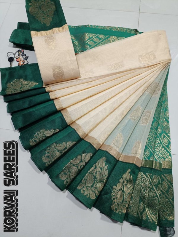 Kottanchi Silk Cotton Saree for Women – Lightweight Butta Design with Contrast Blouse & Grand Border-0028