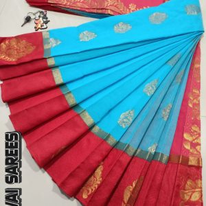Kottanchi Silk Cotton Saree for Women – Lightweight Butta Design with Contrast Blouse & Grand Border-0030