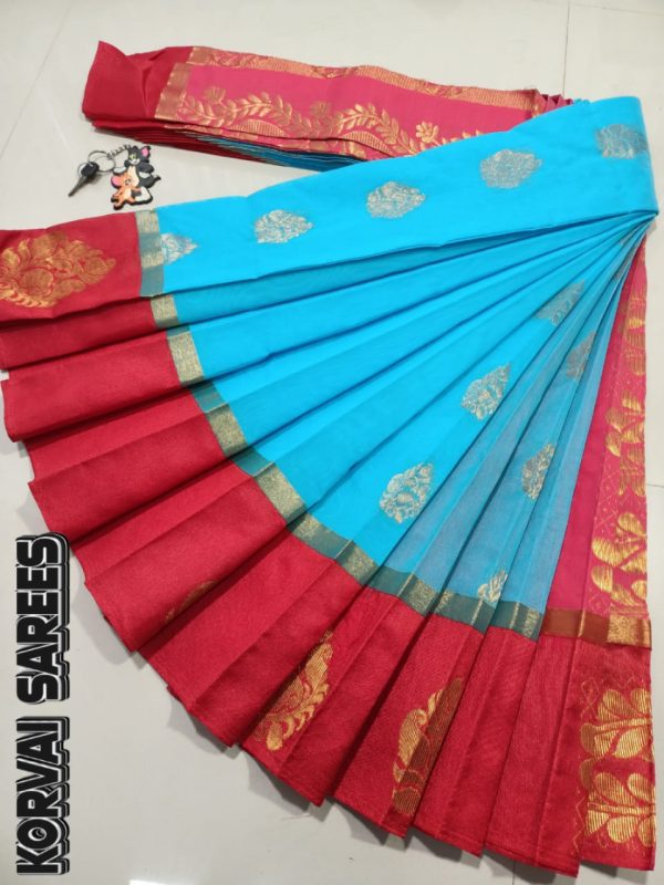 Kottanchi Silk Cotton Saree for Women – Lightweight Butta Design with Contrast Blouse & Grand Border-0030