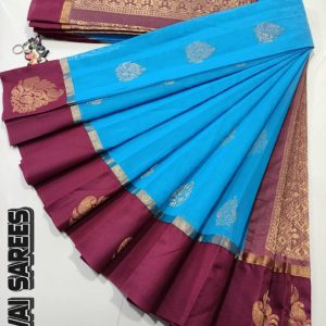 Kottanchi Silk Cotton Saree for Women – Lightweight Butta Design with Contrast Blouse & Grand Border-0031