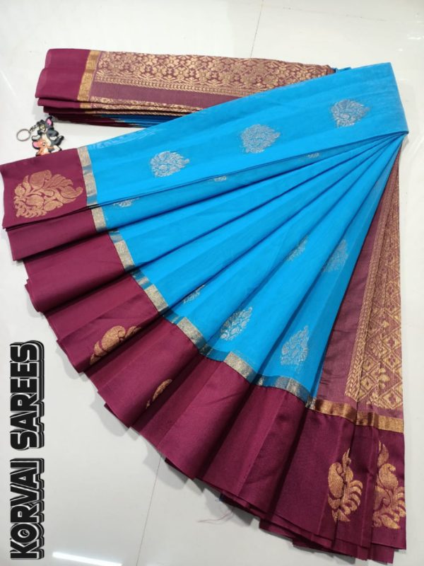 Kottanchi Silk Cotton Saree for Women – Lightweight Butta Design with Contrast Blouse & Grand Border-0031