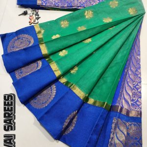 Kottanchi Silk Cotton Saree for Women – Lightweight Butta Design with Contrast Blouse & Grand Border-0032