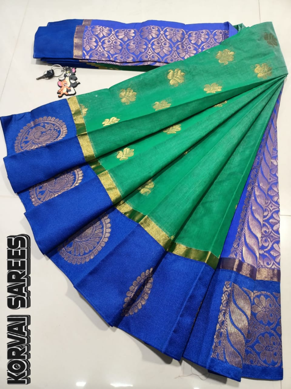 Kottanchi Silk Cotton Saree for Women – Lightweight Butta Design with Contrast Blouse & Grand Border-0032