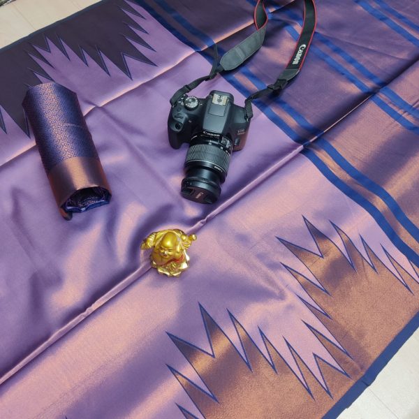 Fancy Big Tower Border Tissue Silk Saree | Rich Pallu | Smooth Silk Texture-0011 - Image 14