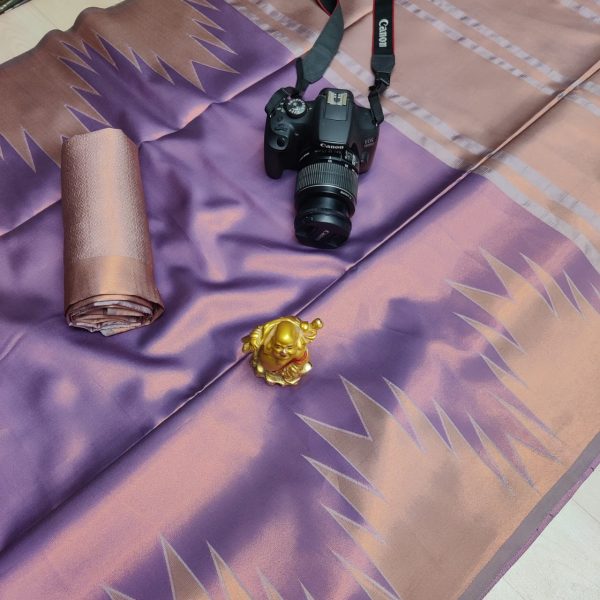 Fancy Big Tower Border Tissue Silk Saree | Rich Pallu | Smooth Silk Texture-0011 - Image 8