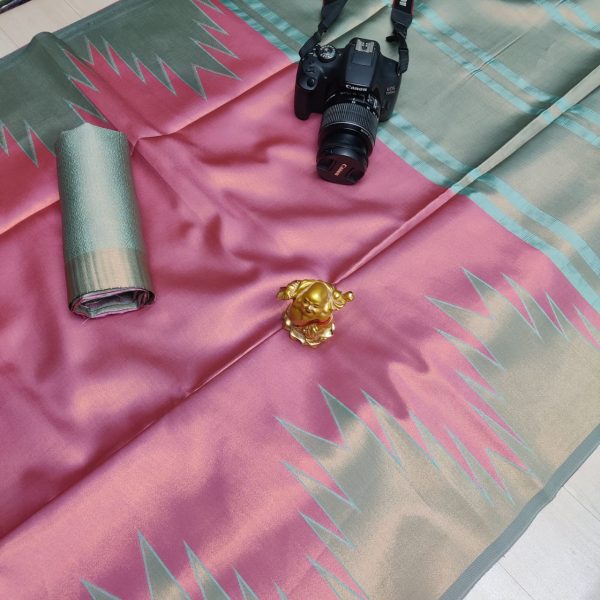 Fancy Big Tower Border Tissue Silk Saree | Rich Pallu | Smooth Silk Texture-0011 - Image 15