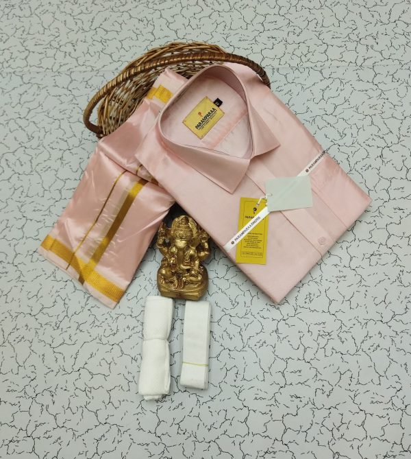 Royal Silk-Mixed Dothi & Shirt Set for Men | Shining Finish | Festive ethnic wear-0010 - Image 17