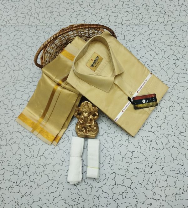 Royal Silk-Mixed Dothi & Shirt Set for Men | Shining Finish | Festive ethnic wear-0010 - Image 6
