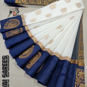 Kottanchi Silk Cotton Saree for Women – Lightweight Butta Design with Contrast Blouse & Grand Border-0034