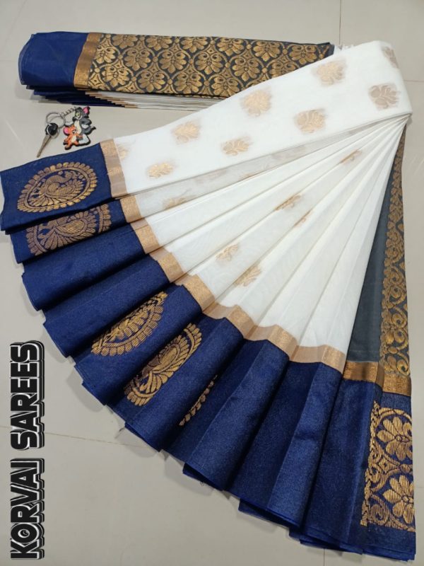 Kottanchi Silk Cotton Saree for Women – Lightweight Butta Design with Contrast Blouse & Grand Border-0034