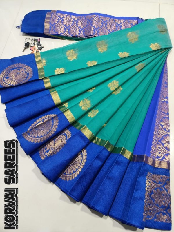 Kottanchi Silk Cotton Saree for Women – Lightweight Butta Design with Contrast Blouse & Grand Border-0036