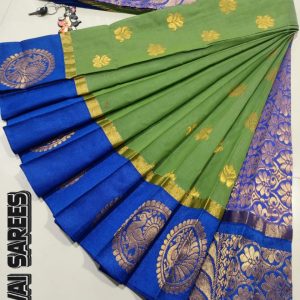 Kottanchi Silk Cotton Saree for Women – Lightweight Butta Design with Contrast Blouse & Grand Border-0037