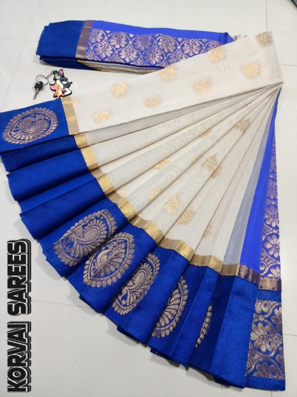 Kottanchi Silk Cotton Saree for Women – Lightweight Butta Design with Contrast Blouse & Grand Border-0038