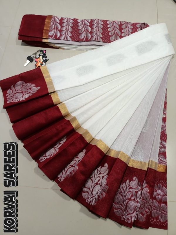 Kottanchi Silk Cotton Saree for Women – Lightweight Butta Design with Contrast Blouse & Grand Border-0039