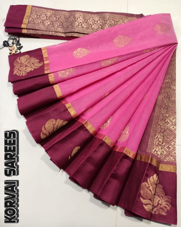 Kottanchi Silk Cotton Saree for Women – Lightweight Butta Design with Contrast Blouse & Grand Border-0040