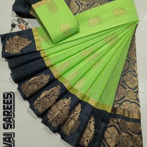 Kottanchi Silk Cotton Saree for Women – Lightweight Butta Design with Contrast Blouse & Grand Border-0041
