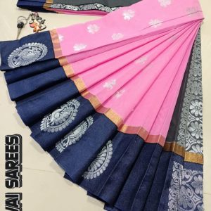Kottanchi Silk Cotton Saree for Women – Lightweight Butta Design with Contrast Blouse & Grand Border-0042
