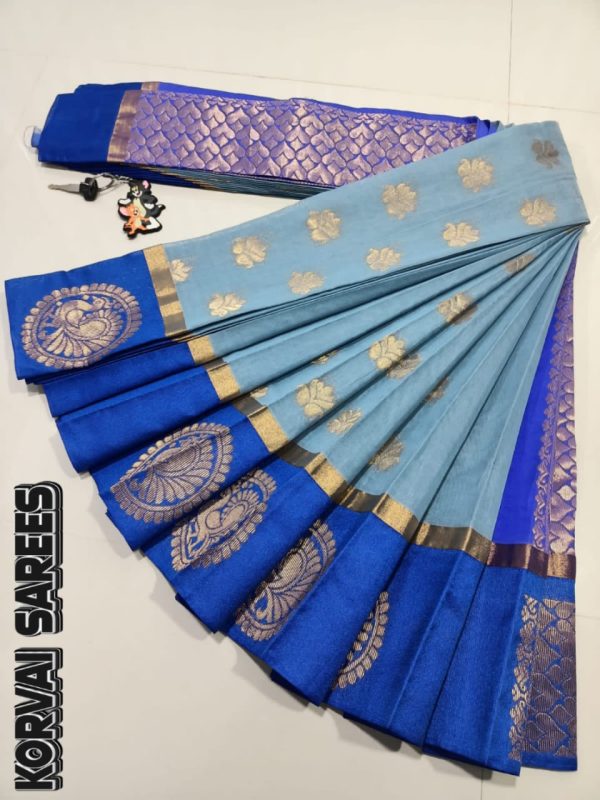 Kottanchi Silk Cotton Saree for Women – Lightweight Butta Design with Contrast Blouse & Grand Border-0044