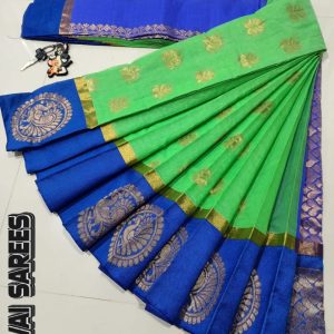 Kottanchi Silk Cotton Saree for Women – Lightweight Butta Design with Contrast Blouse & Grand Border-0045