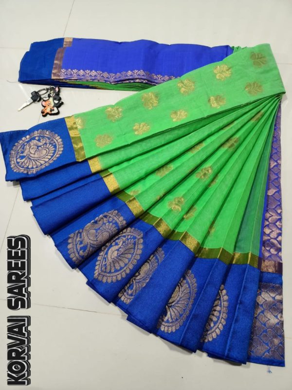 Kottanchi Silk Cotton Saree for Women – Lightweight Butta Design with Contrast Blouse & Grand Border-0045
