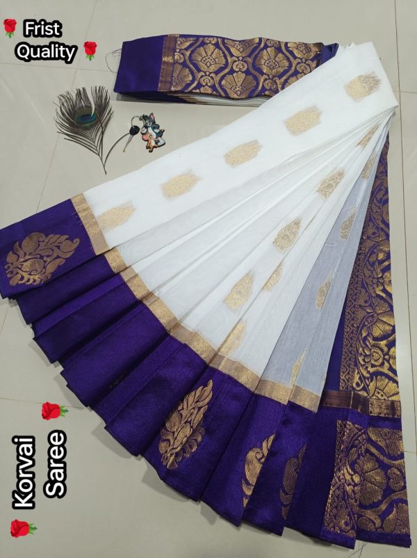 Kottanchi Silk Cotton Saree for Women – Lightweight Butta Design with Contrast Blouse & Grand Border-0046