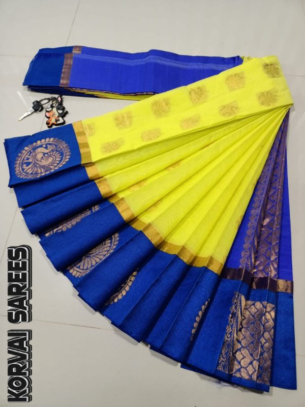 Kottanchi Silk Cotton Saree for Women – Lightweight Butta Design with Contrast Blouse & Grand Border-0047