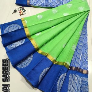 Kottanchi Silk Cotton Saree for Women – Lightweight Butta Design with Contrast Blouse & Grand Border-0048