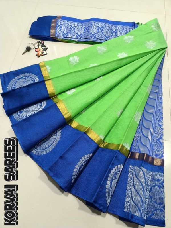 Kottanchi Silk Cotton Saree for Women – Lightweight Butta Design with Contrast Blouse & Grand Border-0048