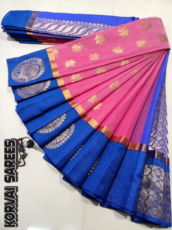 Kottanchi Silk Cotton Saree for Women – Lightweight Butta Design with Contrast Blouse & Grand Border-0049