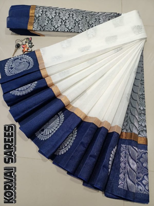 Kottanchi Silk Cotton Saree for Women – Lightweight Butta Design with Contrast Blouse & Grand Border-0050