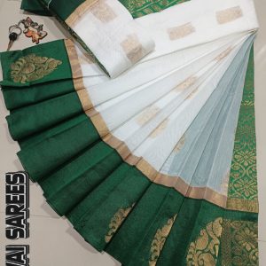 Kottanchi Silk Cotton Saree for Women – Lightweight Butta Design with Contrast Blouse & Grand Border-0052