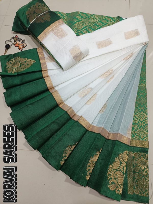 Kottanchi Silk Cotton Saree for Women – Lightweight Butta Design with Contrast Blouse & Grand Border-0052