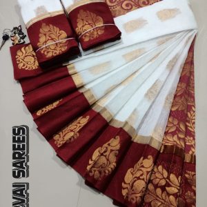 Kottanchi Silk Cotton Saree for Women – Lightweight Butta Design with Contrast Blouse & Grand Border-0054