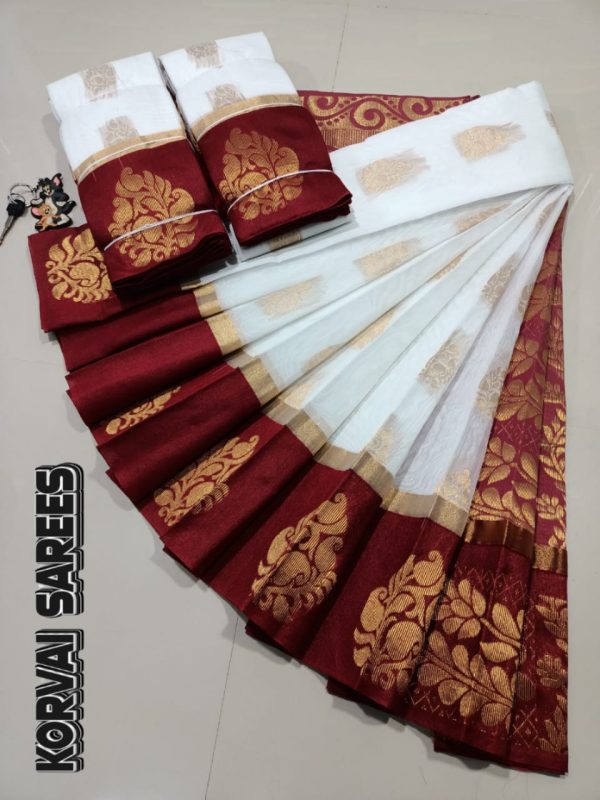 Kottanchi Silk Cotton Saree for Women – Lightweight Butta Design with Contrast Blouse & Grand Border-0054