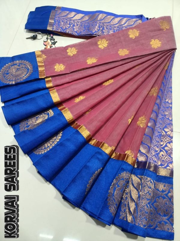 Kottanchi Silk Cotton Saree for Women – Lightweight Butta Design with Contrast Blouse & Grand Border-0055