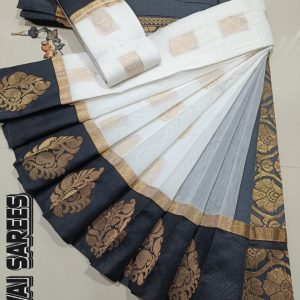 Kottanchi Silk Cotton Saree for Women – Lightweight Butta Design with Contrast Blouse & Grand Border-0056