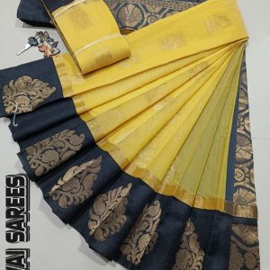 Kottanchi Silk Cotton Saree for Women – Lightweight Butta Design with Contrast Blouse & Grand Border-0057
