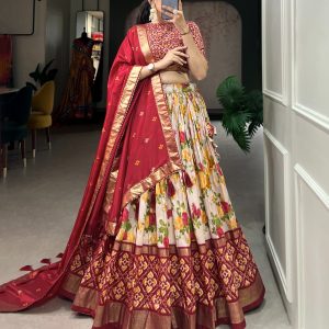 Festive Wear Dola Silk Lehenga Set for Women – Foil Work, Stitched, Dupatta Included-0028