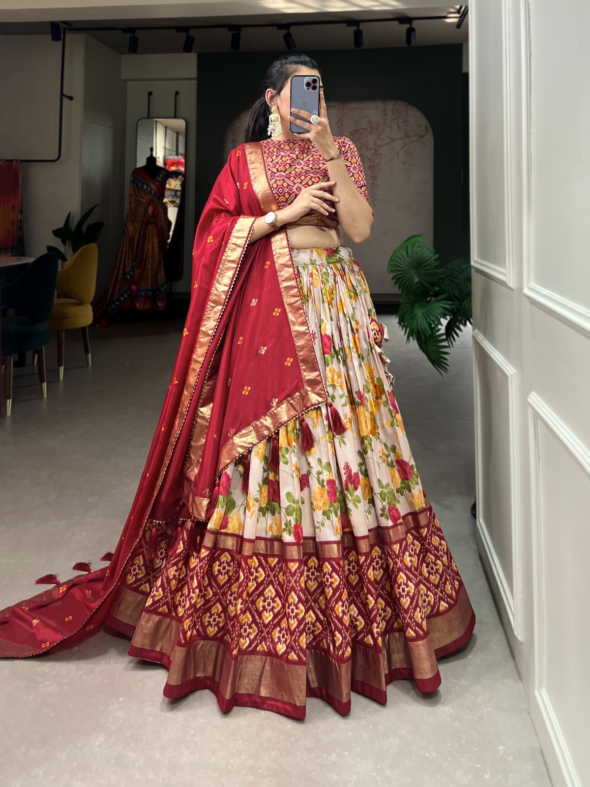 Festive Wear Dola Silk Lehenga Set for Women – Foil Work, Stitched, Dupatta Included-0028
