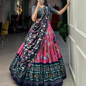 Festive Wear Dola Silk Lehenga Set for Women – Foil Work, Stitched, Dupatta Included-0034